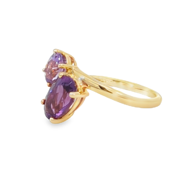 14 Karat Yellow Gold Fashion Ring With One 1.44Ct Oval Purple Amethyst and One 0.78Ct Oval Pinkish Purple Amethyst Image 2 Jeff Dennis Jewelers Gardendale, AL