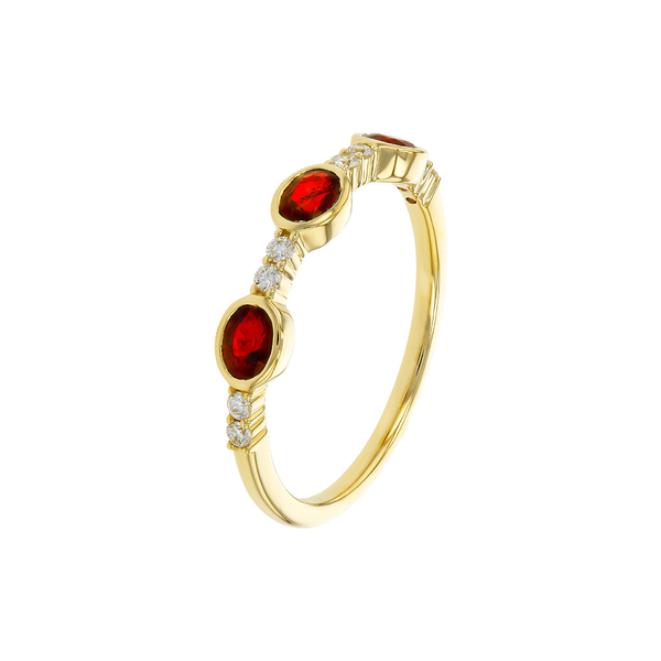 Ladies Yellow 14 Karat Band With  0.66ct tw Oval Rubies And  0.12ct  Round Diamonds.  The total carat weight of this ring is .78cts Image 2 Jeff Dennis Jewelers Gardendale, AL