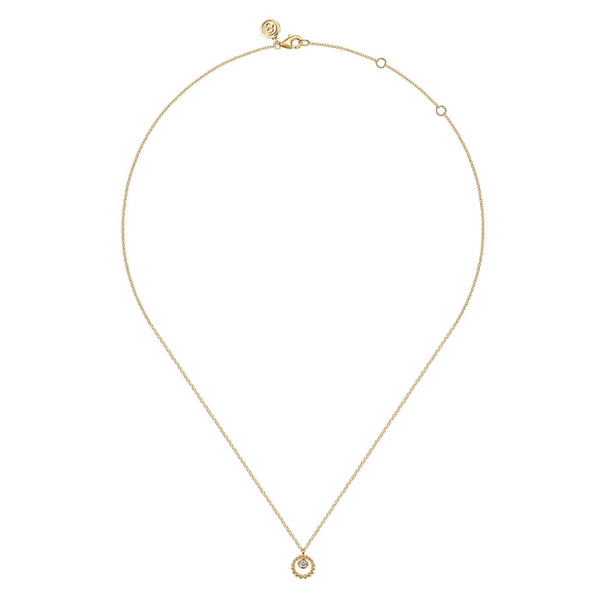 Ladies Yellow 14 Karat Pendant With  0.07ct tw Round White Sapphires. Serial No. S1945520 Image 2 Jeff Dennis Jewelers Gardendale, AL