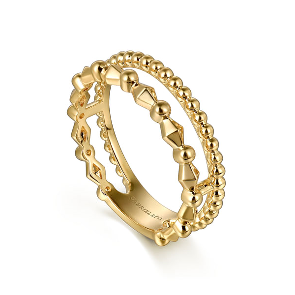 Ladies Yellow 14 Karat Bujukan Pyramid Easy Stackable Ring. Serial No S22863943 Image 2 Jeff Dennis Jewelers Gardendale, AL
