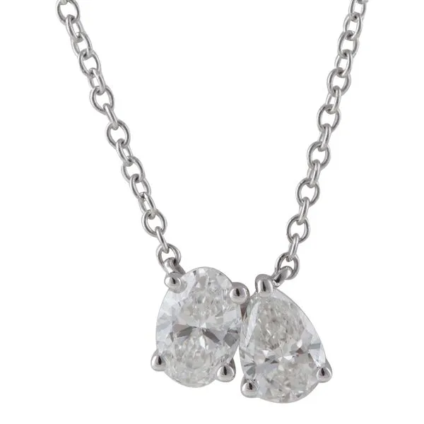 Pear and Oval Cut Diamond Necklace on a White Gold 18