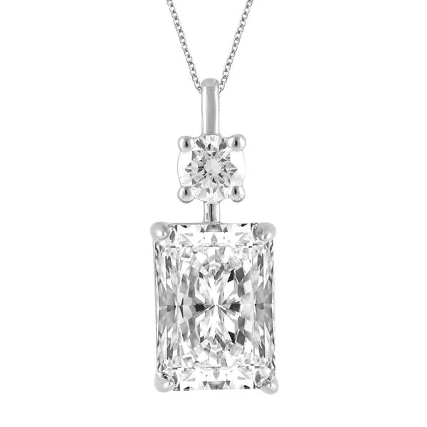 Radiant Cut Round Shape Two Stone Diamond Necklace on White Gold Chain Jeffrey Mann Fine Jewelers, Inc Toledo, OH