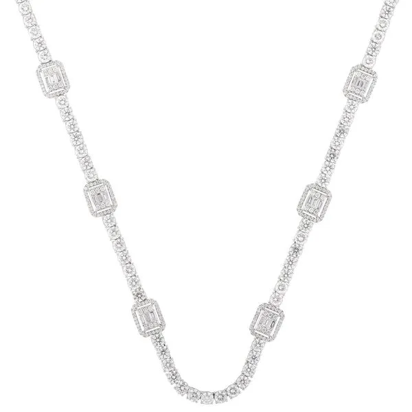 Ten Stone Baguette and Round Shape Diamond Tennis Necklace Jeffrey Mann Fine Jewelers, Inc Toledo, OH