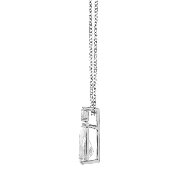 Two Stone Round and Pear Drop Necklace Image 2 Jeffrey Mann Fine Jewelers, Inc Toledo, OH