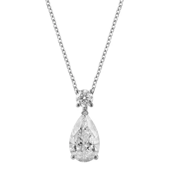 Two Stone Round and Pear Drop Necklace Jeffrey Mann Fine Jewelers, Inc Toledo, OH