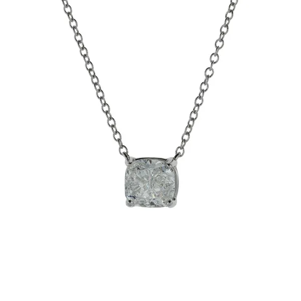 Cushion Cut Diamond Solitaire Necklace on White Gold Chain Jeffrey Mann Fine Jewelers, Inc Toledo, OH