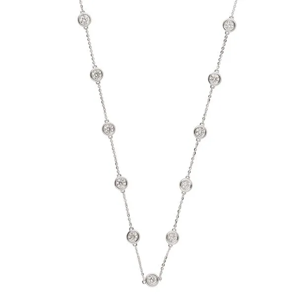 Round Cut 18 Stone Diamonds by the Yard Necklace in White Gold Jeffrey Mann Fine Jewelers, Inc Toledo, OH