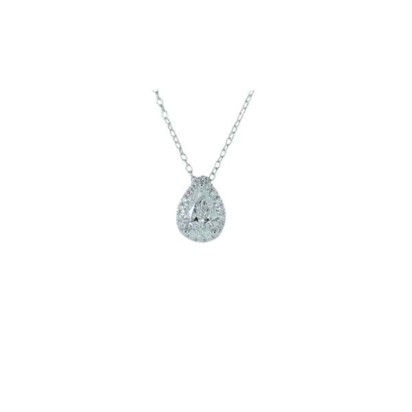 1.13ct Pear Shape Halo Necklace in 14k White Gold Jeffrey Mann Fine Jewelers, Inc Toledo, OH