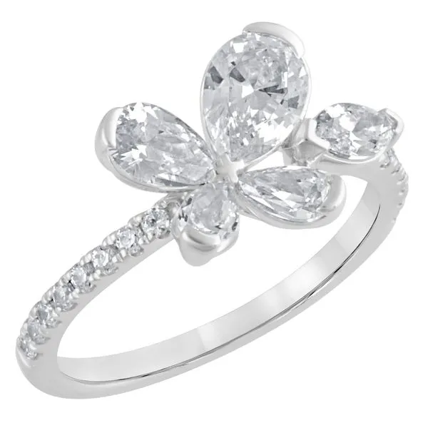 Pear and Round Fashion Ring Set in White Gold Image 2 Jeffrey Mann Fine Jewelers, Inc Toledo, OH