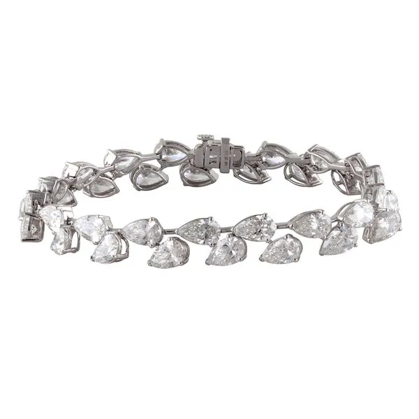 Pear Shape Double Row Diamond Tennis Bracelet Jeffrey Mann Fine Jewelers, Inc Toledo, OH