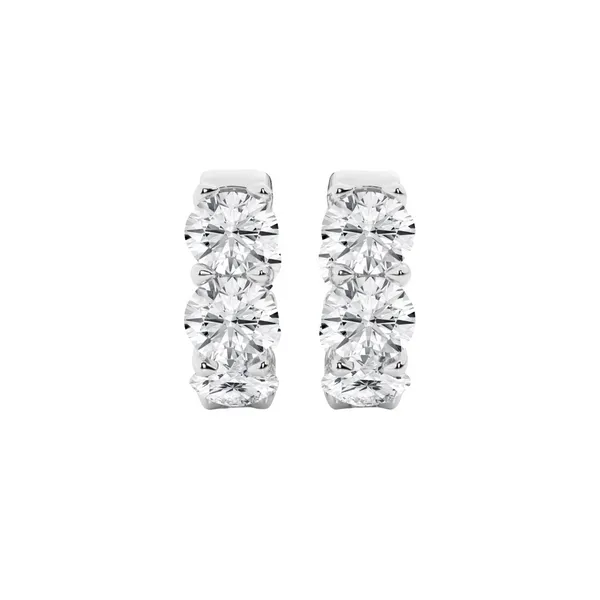 Round Brilliant Cut Multi Stone Diamond Earrings in White Gold Jeffrey Mann Fine Jewelers, Inc Toledo, OH