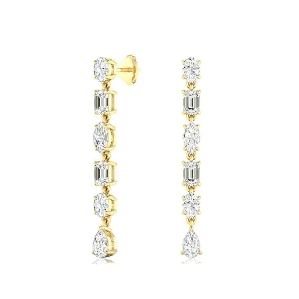 Multi-Shape Diamond Dangle Earrings in Yellow Gold Jeffrey Mann Fine Jewelers, Inc Toledo, OH
