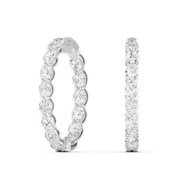 Oval Cut Inside/Outside Diamond Hoop Earrings in White Gold Jeffrey Mann Fine Jewelers, Inc Toledo, OH