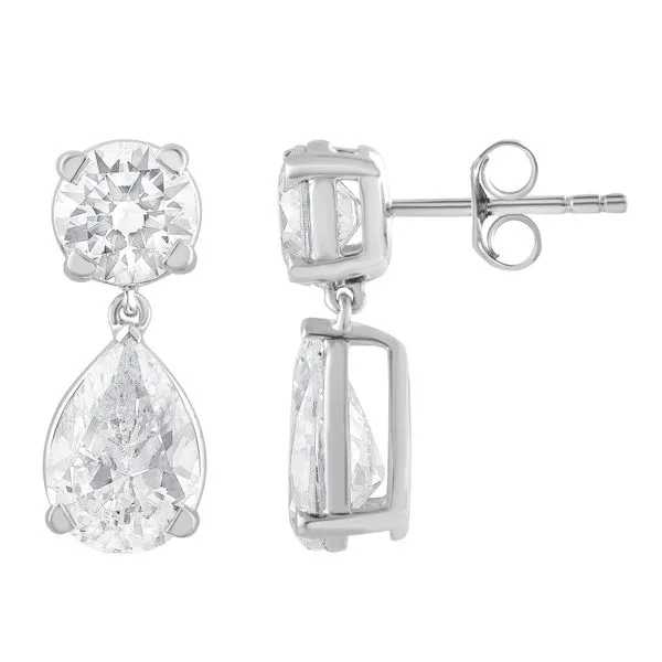 Pear and Round Brilliant Dangle Diamond Earrings Jeffrey Mann Fine Jewelers, Inc Toledo, OH