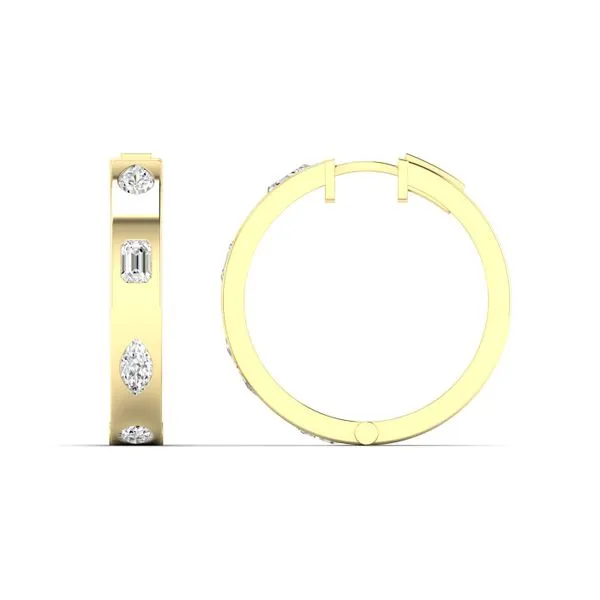 Diamond Multi-Shape Inlay Hoop Earrings Image 2 Jeffrey Mann Fine Jewelers, Inc Toledo, OH