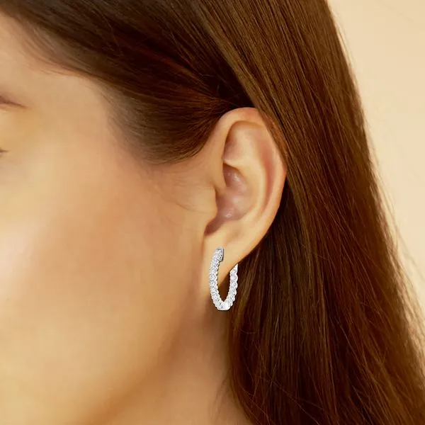 Inside/Outside Diamond Hoop Earrings in White Gold Image 2 Jeffrey Mann Fine Jewelers, Inc Toledo, OH
