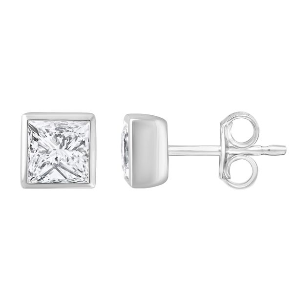 Bezel Set Princess Cut Diamond Stud Earrings Jeffrey Mann Fine Jewelers, Inc Toledo, OH