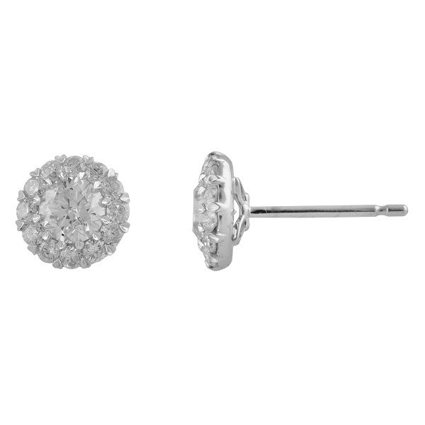 Round Cut Halo Diamond Earrings in White Gold Jeffrey Mann Fine Jewelers, Inc Toledo, OH