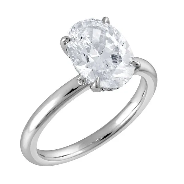 Oval Diamond Solitaire Ring in 18 Karat White Gold Hidden Halo Mounting Jeffrey Mann Fine Jewelers, Inc Toledo, OH