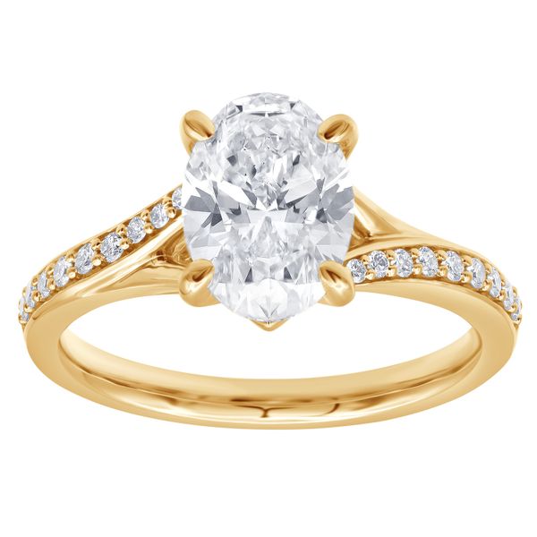 Oval Cut Diamond Ring in Yellow Gold Split Shank Mounting Jeffrey Mann Fine Jewelers, Inc Toledo, OH