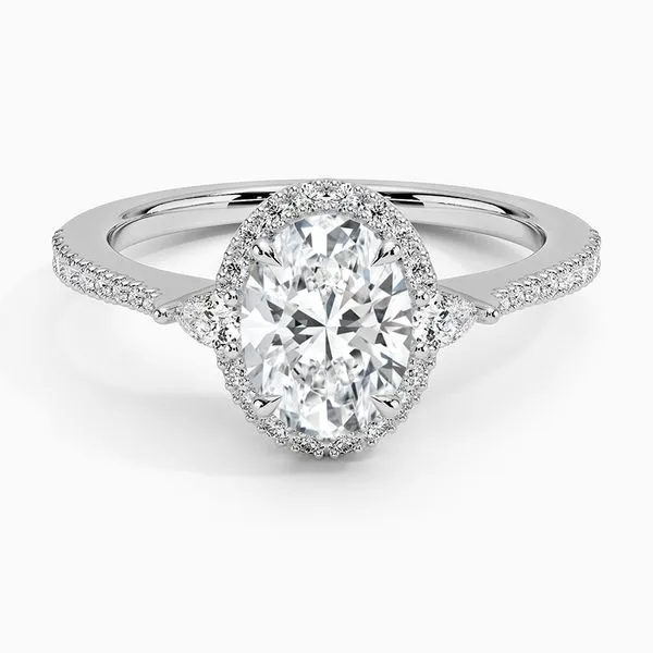 Oval Diamond Engagement Ring in Halo Diamond Mounting with Two Pear Shape Accent Diamonds Jeffrey Mann Fine Jewelers, Inc Toledo, OH
