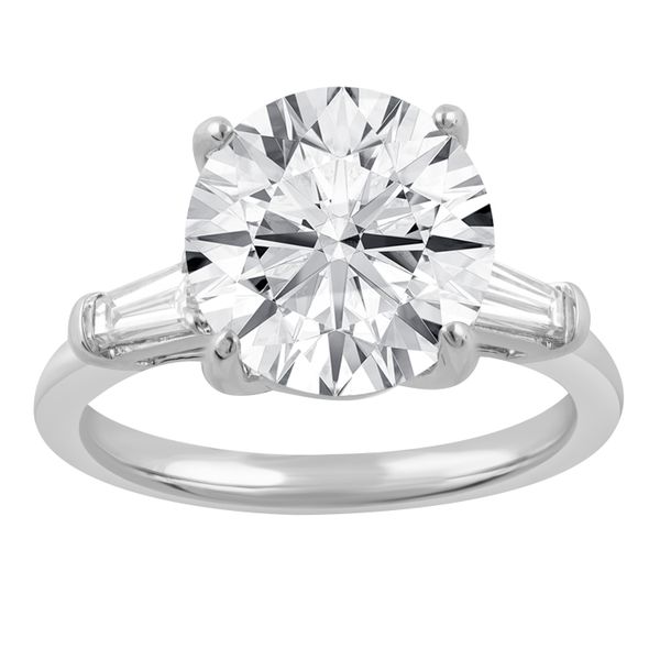 Round Brilliant Cut Diamond Ring in Two Baguette Mounting Jeffrey Mann Fine Jewelers, Inc Toledo, OH
