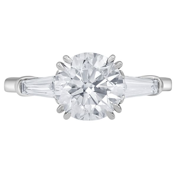 Three Stone Round and Baguette Diamond Ring in White Gold Jeffrey Mann Fine Jewelers, Inc Toledo, OH