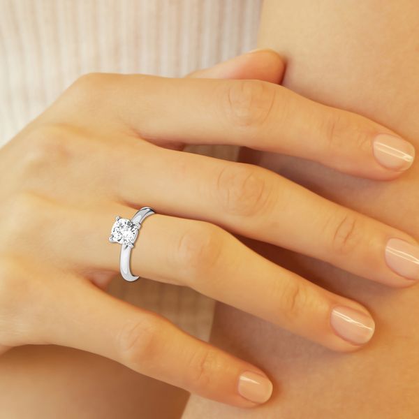 Cushion Cut Diamond Solitaire Ring in White Gold Image 3 Jeffrey Mann Fine Jewelers, Inc Toledo, OH