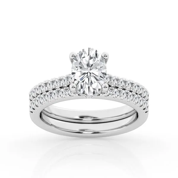 Hidden Halo Oval Diamond Bridal Set in White Gold Diamond Mounting Jeffrey Mann Fine Jewelers, Inc Toledo, OH