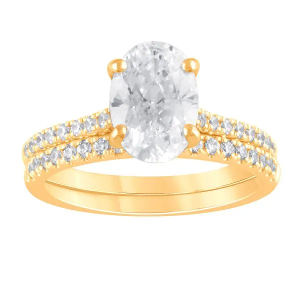 Hidden Halo Oval Diamond Bridal Set in a Prong Cathedral Mounting with Matching Wedding Band Jeffrey Mann Fine Jewelers, Inc Toledo, OH