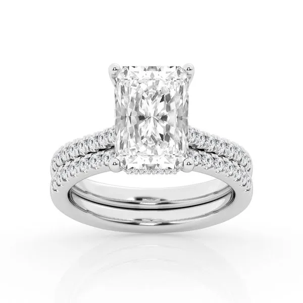 Hidden Halo Radiant Cut Diamond Bridal Set in White Gold Mounting Jeffrey Mann Fine Jewelers, Inc Toledo, OH