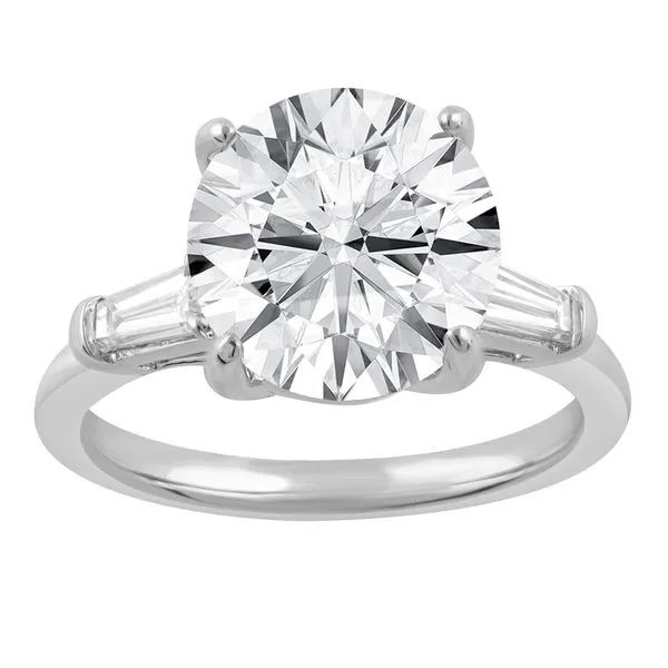 Round Brilliant Cut Diamond Ring in Two Baguette Mounting Jeffrey Mann Fine Jewelers, Inc Toledo, OH