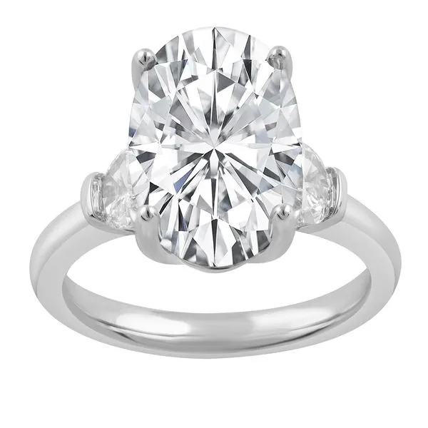 Oval Cut Three Stone Diamond Ring with Half Moon Side Stones Jeffrey Mann Fine Jewelers, Inc Toledo, OH