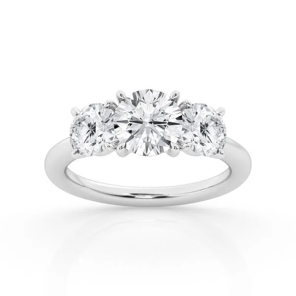 Round Three Stone Diamond Ring Set in White Gold Jeffrey Mann Fine Jewelers, Inc Toledo, OH