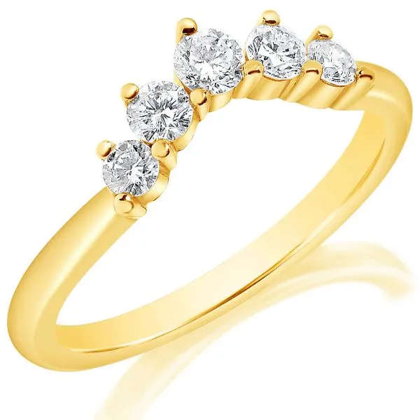 Yellow Gold Five Stone Curved Diamond Wedding Band Jeffrey Mann Fine Jewelers, Inc Toledo, OH