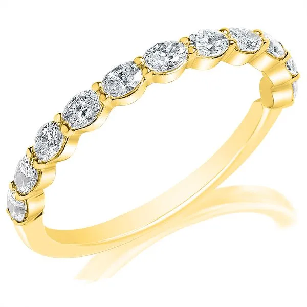 Yellow Gold Eleven Stone Oval Shape Diamond Wedding Band Jeffrey Mann Fine Jewelers, Inc Toledo, OH