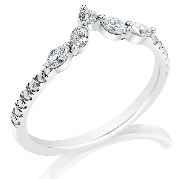 Marquise and Round Diamond V Band in White Gold Jeffrey Mann Fine Jewelers, Inc Toledo, OH