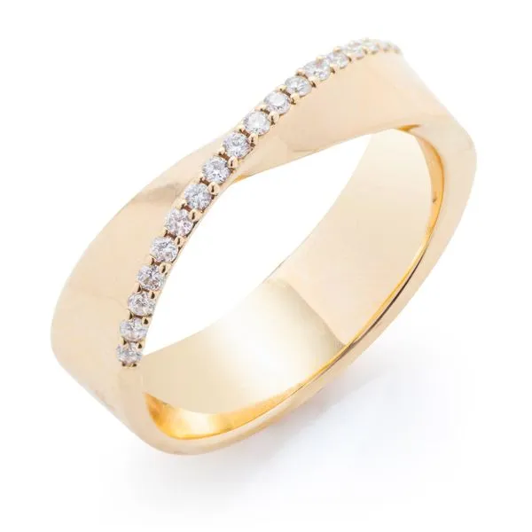 Wide Swirl Ribbon Diamond Band in Yellow Gold Image 2 Jeffrey Mann Fine Jewelers, Inc Toledo, OH
