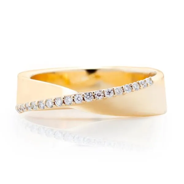 Wide Swirl Ribbon Diamond Band in Yellow Gold Jeffrey Mann Fine Jewelers, Inc Toledo, OH