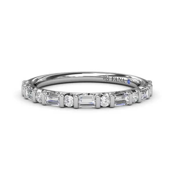Round and Baguette Diamond Band in White Gold Image 2 Jeffrey Mann Fine Jewelers, Inc Toledo, OH
