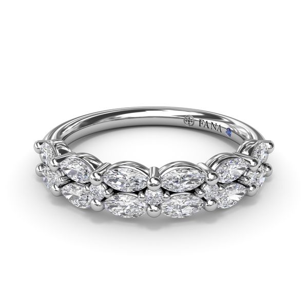 White Gold .70CTTW Two Row Shared Prong Marquise Diamond Band Image 2 Jeffrey Mann Fine Jewelers, Inc Toledo, OH