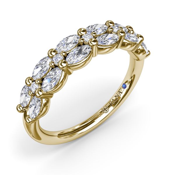 Yellow Gold .70CTTW Two Row Shared Prong Marquise Diamond Band Jeffrey Mann Fine Jewelers, Inc Toledo, OH