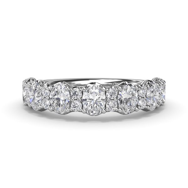 White Gold 1.41CTTW Alternating Oval and Two Round Diamond Band Image 2 Jeffrey Mann Fine Jewelers, Inc Toledo, OH