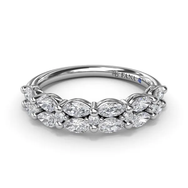 White Gold .70CTTW Two Row Shared Prong Marquise Diamond Band Image 2 Jeffrey Mann Fine Jewelers, Inc Toledo, OH