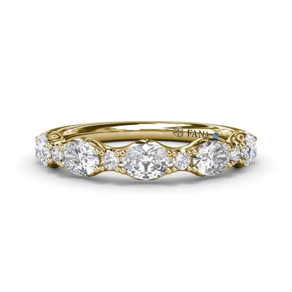 Yellow Gold 1.00CTTW Alternating Marquise and Round Diamond Band Image 2 Jeffrey Mann Fine Jewelers, Inc Toledo, OH