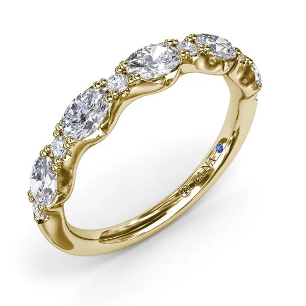 Yellow Gold 1.00CTTW Alternating Marquise and Round Diamond Band Jeffrey Mann Fine Jewelers, Inc Toledo, OH