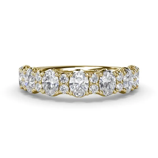 Yellow Gold 1.41CTTW Alternating Oval and Two Round Diamond Band Image 2 Jeffrey Mann Fine Jewelers, Inc Toledo, OH