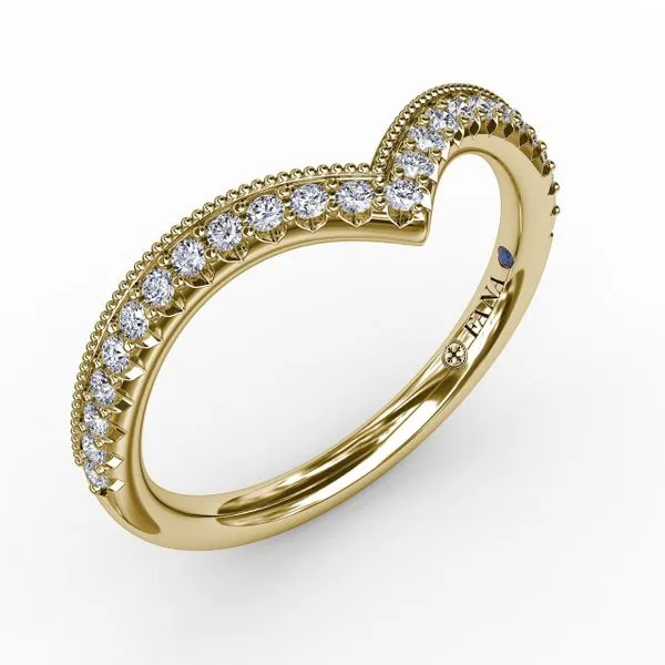 Yellow Gold .21CT Diamond V Milgrain Band Jeffrey Mann Fine Jewelers, Inc Toledo, OH