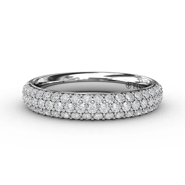 White Gold .65CTTW Three Row Domed Pave Diamond Band Jeffrey Mann Fine Jewelers, Inc Toledo, OH