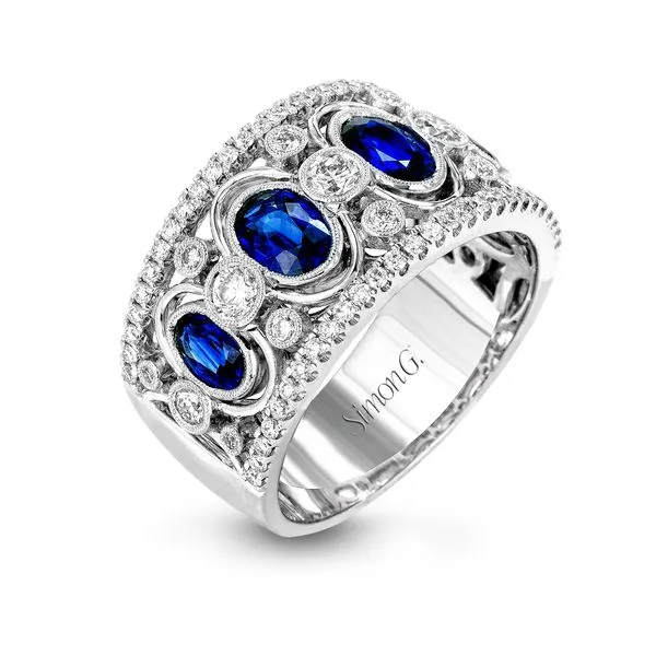Sapphire and Diamond Wide Fashion Filigree Band Jeffrey Mann Fine Jewelers, Inc Toledo, OH
